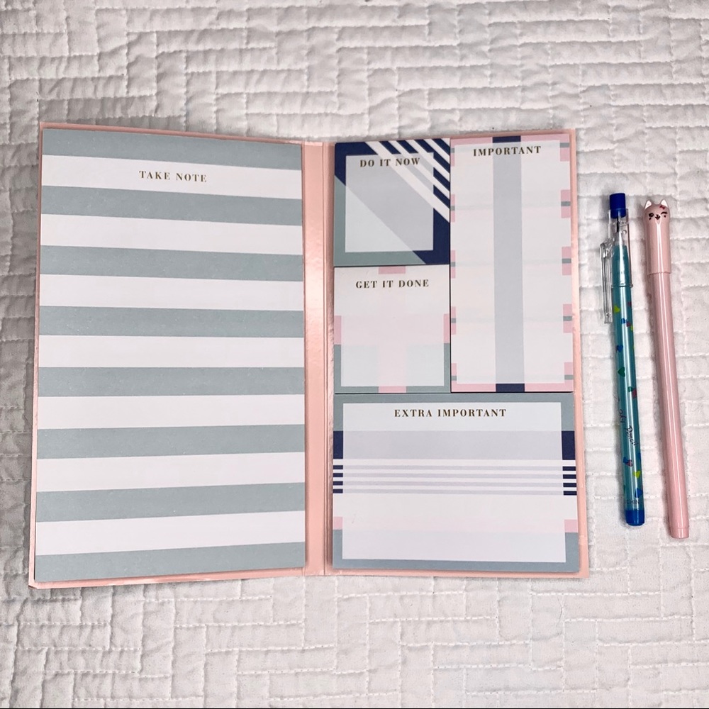 2/$15 Notes set- Post it note set w/ cat pen & a refillable pencil